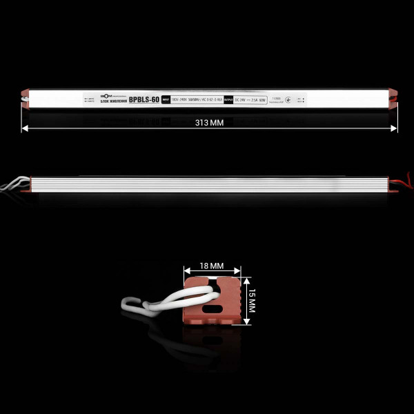 Блок питания BIOM Professional DC 24V 60W 2,5А stick тонкий, в алюминиевом корпусе (BPBLS-60-24), 100019651