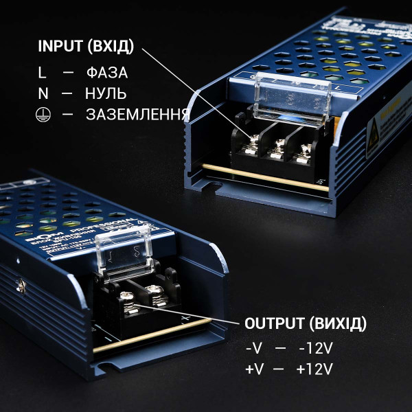 Блок живлення BIOM Professional DC 12V 100W 8,3А перфорований, в металевому корпусі (BPU-100) , 100010151