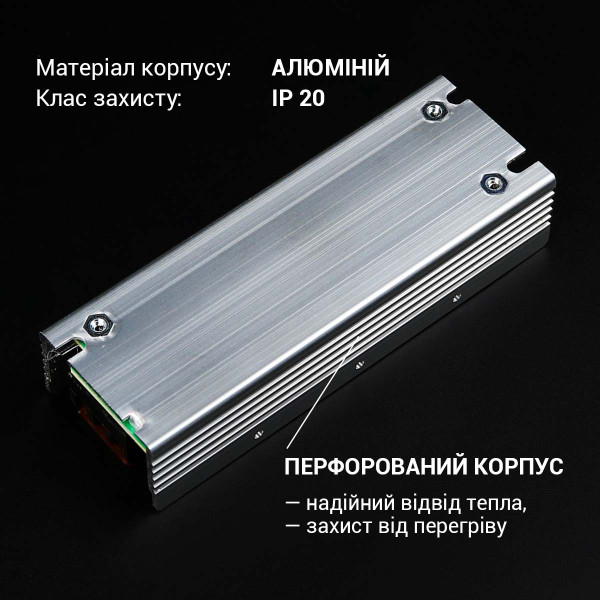 Блок живлення BIOM Professional DC 12V 25W 2,1А перфорований, в металевому корпусі (BPU-25) , 100014621
