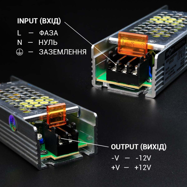 Блок живлення BIOM Professional DC 12V 25W 2,1А перфорований, в металевому корпусі (BPU-25) , 100014621