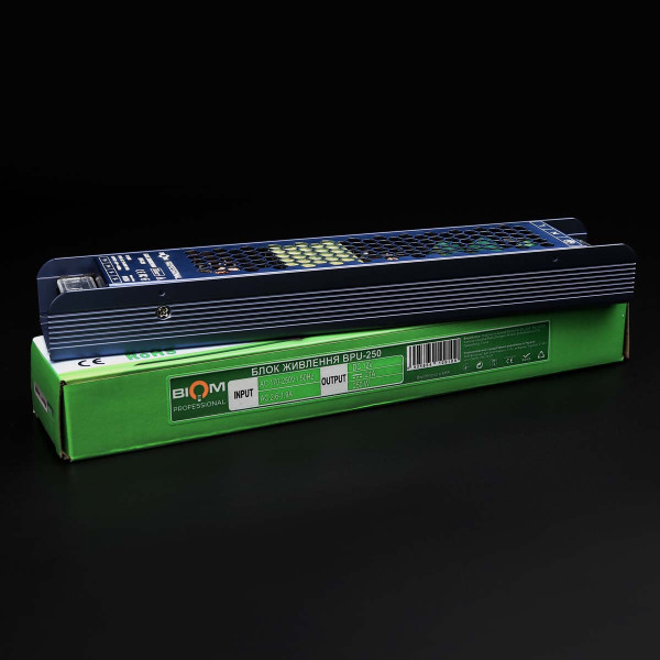 Блок питания BIOM Professional DC 12V 250W 21А перфорированный в металлическом корпусе (BPU-250), 100011660