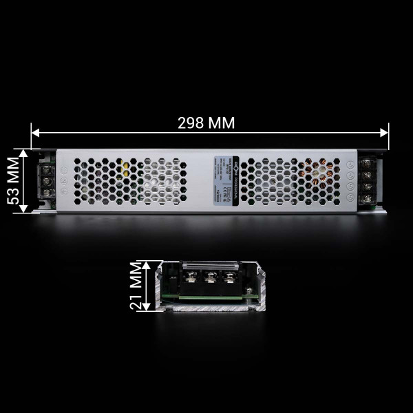 Блок живлення BIOM Professional DC 12V 300W 25А slim перфорований, в металевому корпусі (BPU-301) , 100014623