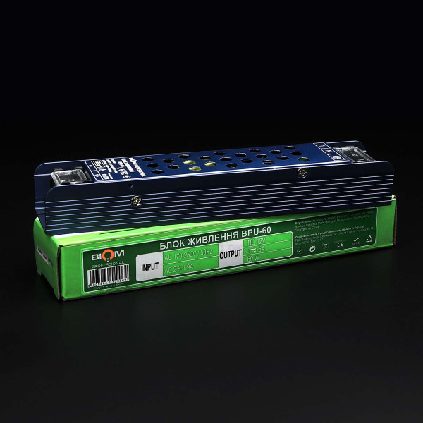 Блок питания BIOM Professional DC 12V 60W 5А перфорированный в металлическом корпусе (BPU-60), 100010150