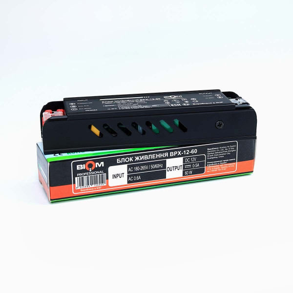 Блок живлення BIOM Professional BPX DC12 60W 5А (BPX-12-60) , 100024488
