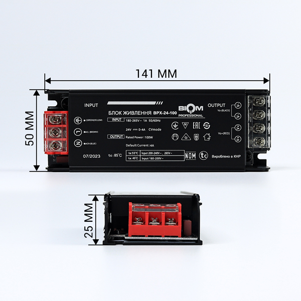 Блок питания BIOM Professional DC 24V 100W 4А в металлическом корпусе (BPX-24-100), 100023391