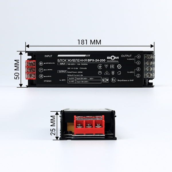 Блок живлення BIOM Professional DC 24V 200W 8А в металевому корпусі (BPX-24-200) , 100023393