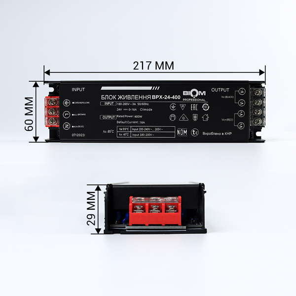 Блок питания BIOM Professional DC 24V 400W 16,6А в металлическом корпусе (BPX-24-400), 100023395