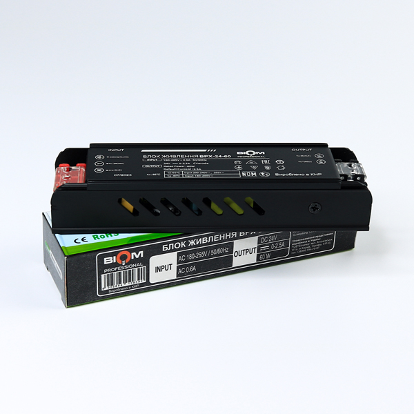 Блок питания BIOM Professional DC 24V 60W 2,5А в металлическом корпусе (BPX-24-60), 100023390