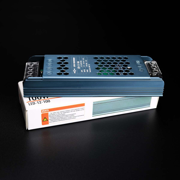 Блок живлення BIOM DC 12V 100W 8.3А перфорований, в металевому корпусі (LED-12-100) , 100023436