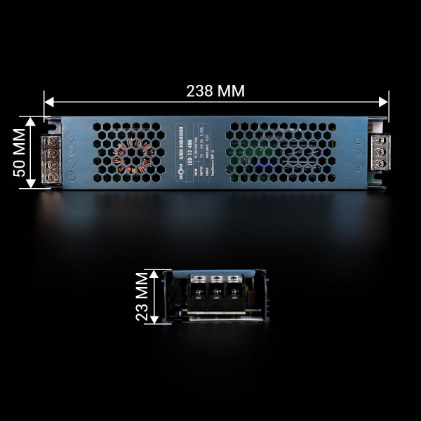 Блок питания BIOM DC 12V 400W 33А перфорированный, в металлическом корпусе (LED-12-400), 100023439