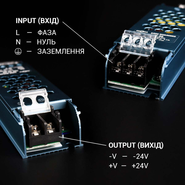 Блок живлення BIOM DC 24V 60W 2.5А перфорований, в металевому корпусі (LED-24-60) , 100023440