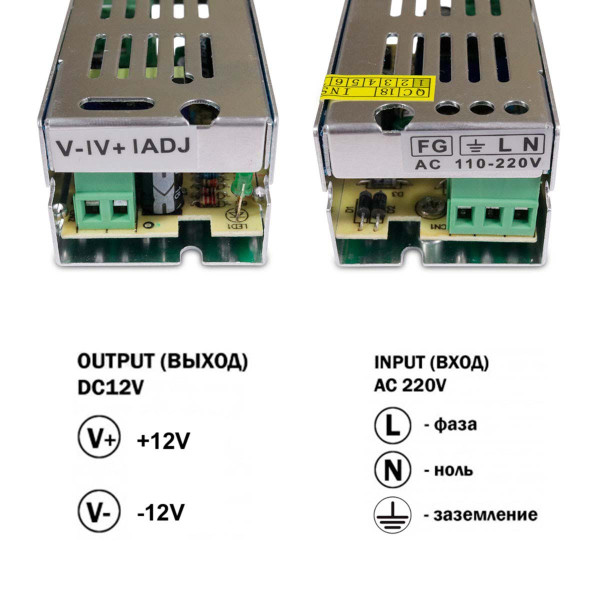Блок питания OEM DC 12V 15W 1,25А негерметичний в металлическом корпусе (TR-15-12), 100000975