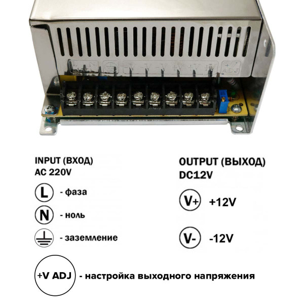 Блок питания OEM DC 12V 500W 41А негерметичний в металлическом корпусе (TR-500-12), 100000711