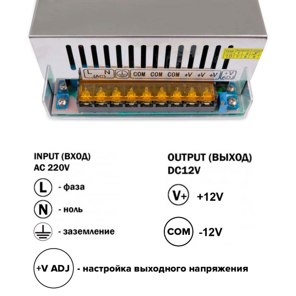 Блок питания OEM DC 12V 800W 66,7А негерметичний в металлическом корпусе (TR-800-12), 100011669