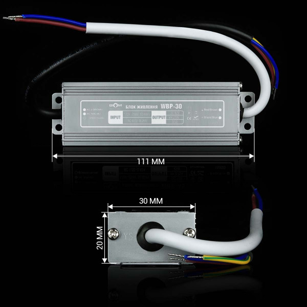 Блок живлення BIOM Professional DC 12V 30W 2,5А герметичний в металевому корпусі (WBP-30-12) , 100021214