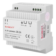 Блок питания E.NEXT на DIN-рейку e.m-power DC 24V 30W 1,5A (i083003)