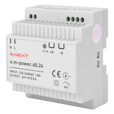 Блок питания E.NEXT на DIN-рейку e.m-power DC 24V 60W 2,5A (i083005)