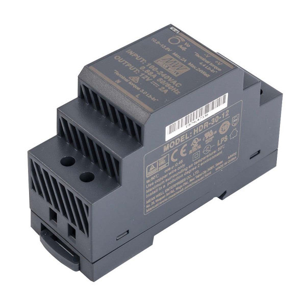 Блок живлення Mean Well на DIN-рейку DC 12V 24W 2А (HDR-30-12) , 100022027
