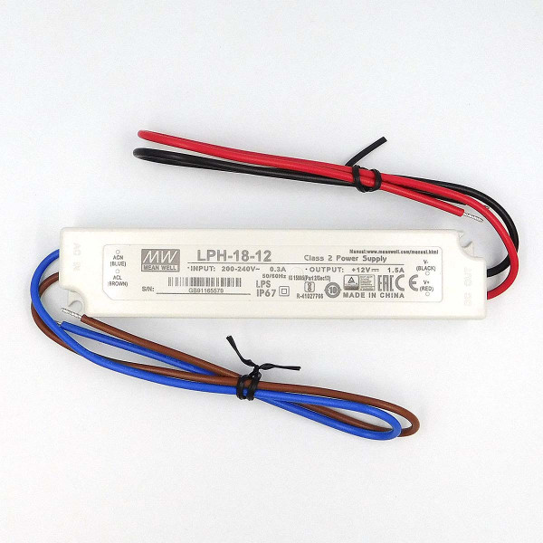 Блок живлення Mean Well DC 12V 18W 1,5A IP67 (LPH-18-12) , 100022092