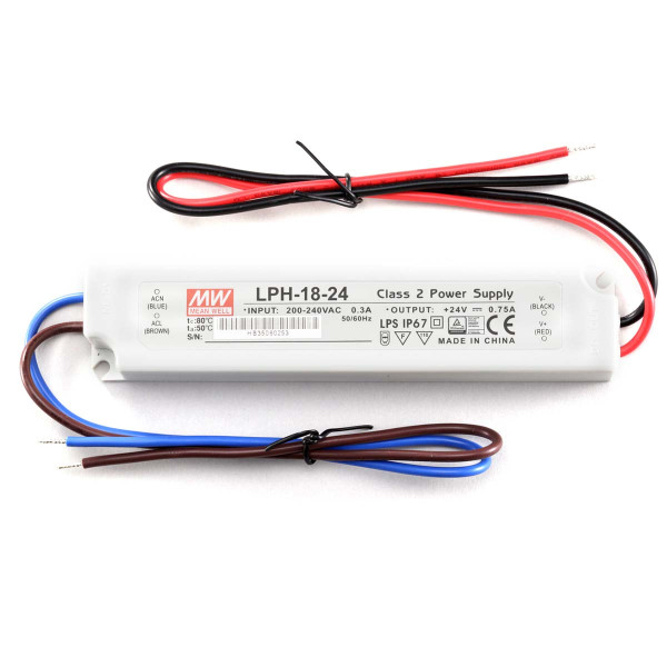 Блок живлення Mean Well DC 24V 18W 0,75A IP67 (LPH-18-24) , 100022114