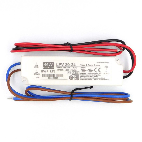 Блок питания Mean Well DC 24V 20,2W 0,84A IP67 (LPV-20-24), 100022116