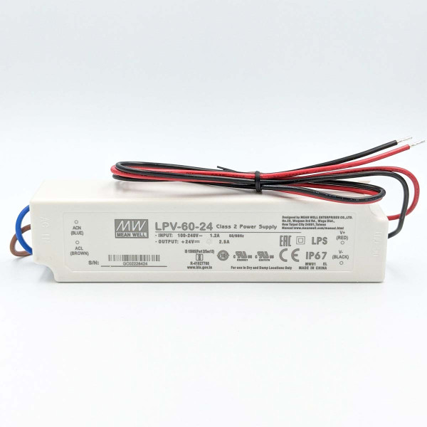 Блок живлення Mean Well DC 24V 60W 2,5A IP67 (LPV-60-24) , 100022137