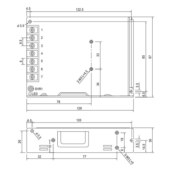 Блок живлення Mean Well DC 24V 108W 4,5A IP20 (LRS-100-24) , 100022110