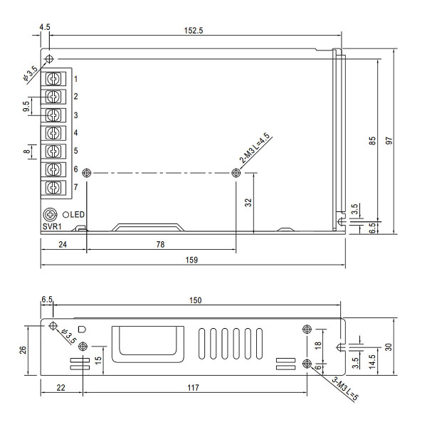 Блок живлення Mean Well DC 48V 158,4W 2,3A IP20 (LRS-150-48) , 100022138
