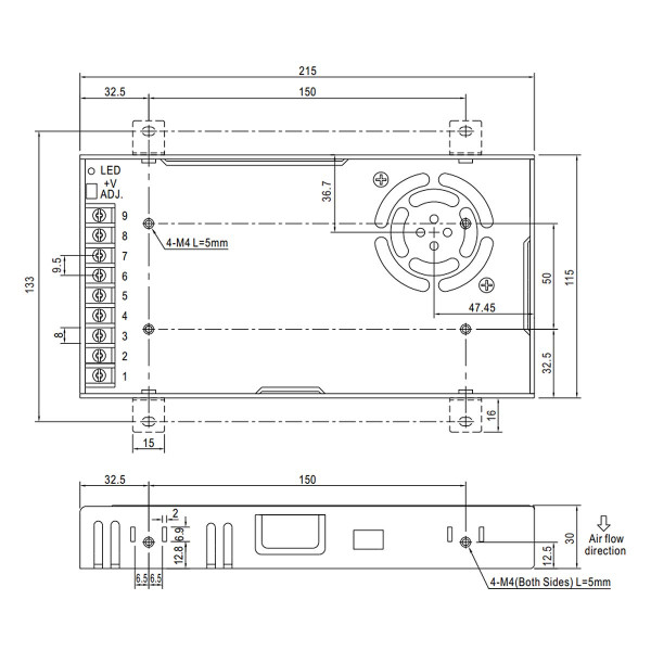 Блок питания Mean Well DC 48V 350,4W 7,3A IP20 (LRS-350-48), 100022130