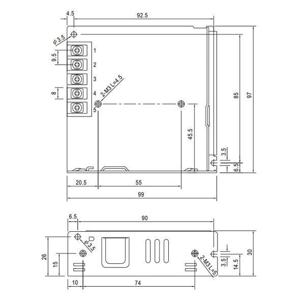 Блок питания Mean Well DC 12V 72W 6A IP20 (LRS-75-12), 100022105
