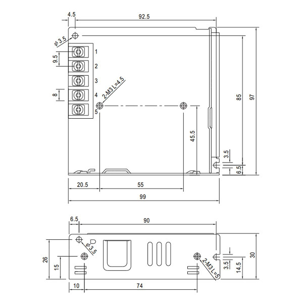Блок питания Mean Well DC 24V 76,8W 3,2A IP20 (LRS-75-24), 100022127