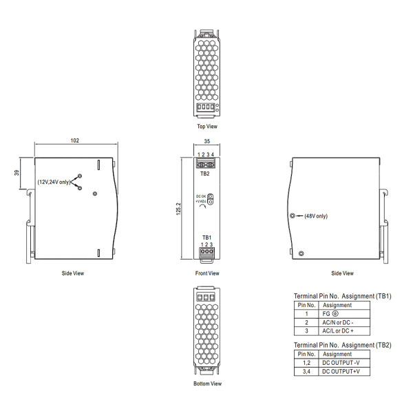Блок питания Mean Well на DIN-рейку DC 12V 75W 6,3А (NDR-75-12), 100022045