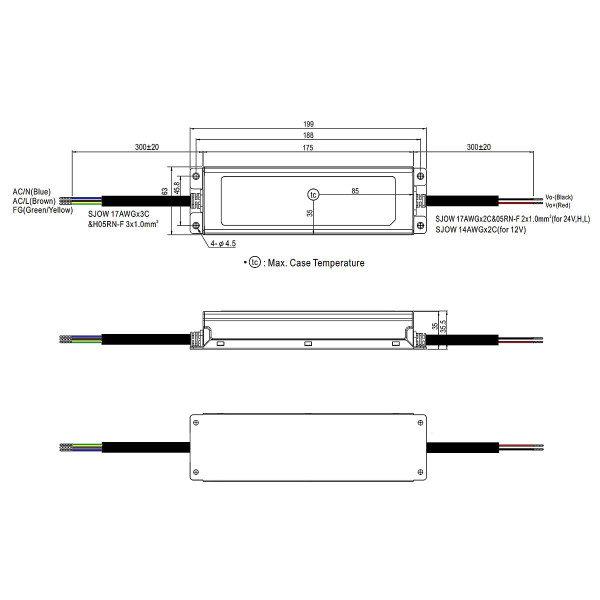 Блок живлення Mean Well DC 12V 192W 16A IP67 (XLG-200-12A) , 100022093