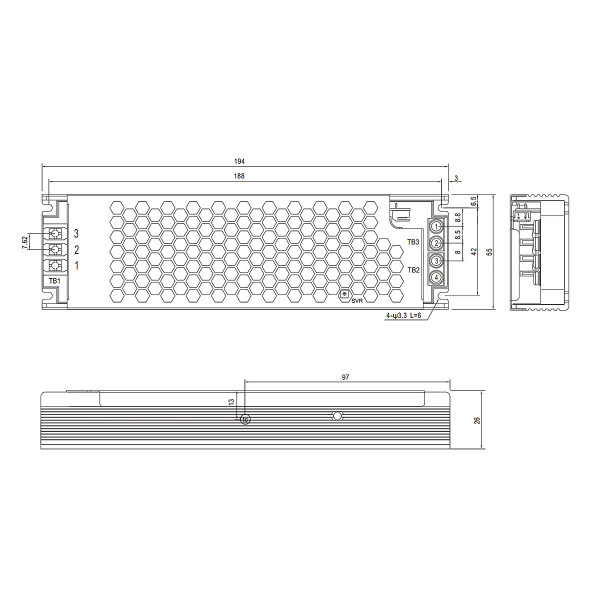 Блок питания Mean Well DC 12V 200,4W 16,7A IP20 (UHP-200-12), 100022094