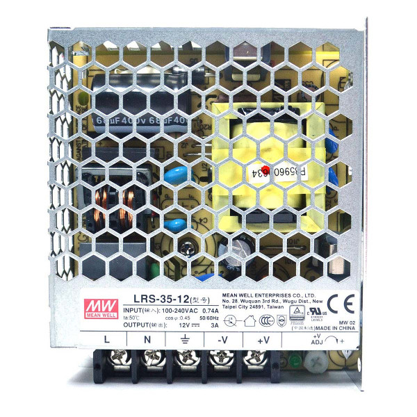 Блок питания Mean Well DC 12V 36W 3А IP20 (LRS-35-12), 100022100