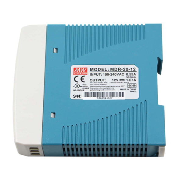Блок живлення Mean Well на DIN-рейку DC 12V 20W 1,67А (MDR-20-12) , 100022052