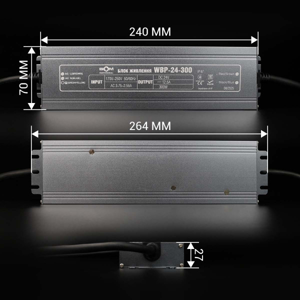 Блок питания BIOM Professional DC24 300W 12,5А герметичный (WBP-24-300), 100027330