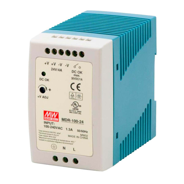 Блок питания Mean Well на DIN-рейку DC 24V 100W 4А (MDR-100-24), 100022046