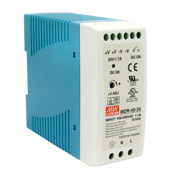 Блок живлення Mean Well на DIN-рейку DC 24V 40W 1,7А (MDR-40-24) , 100022049