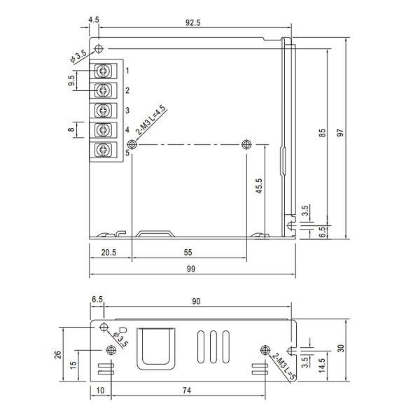 Блок живлення Mean Well DC 48V 76,8W 1,6A IP20 (LRS-75-48) , 100022132