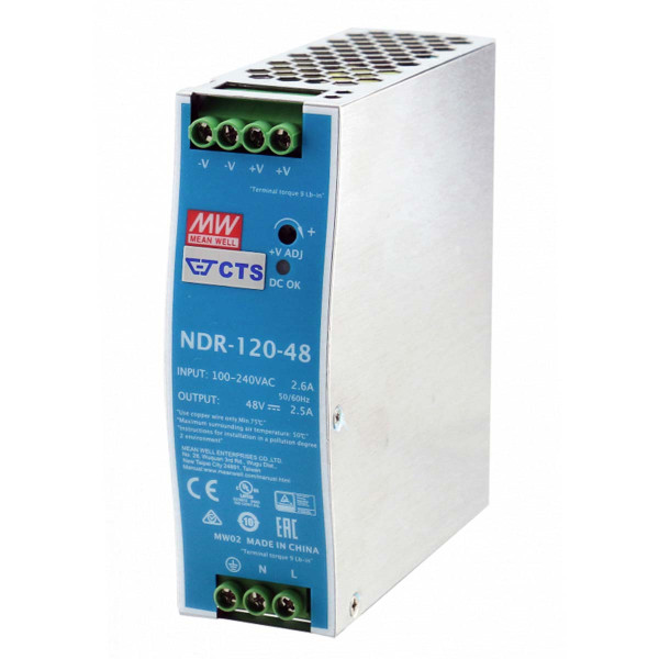 Блок питания Mean Well на DIN-рейку DC 48V 120W 5А (NDR-120-48), 100022040