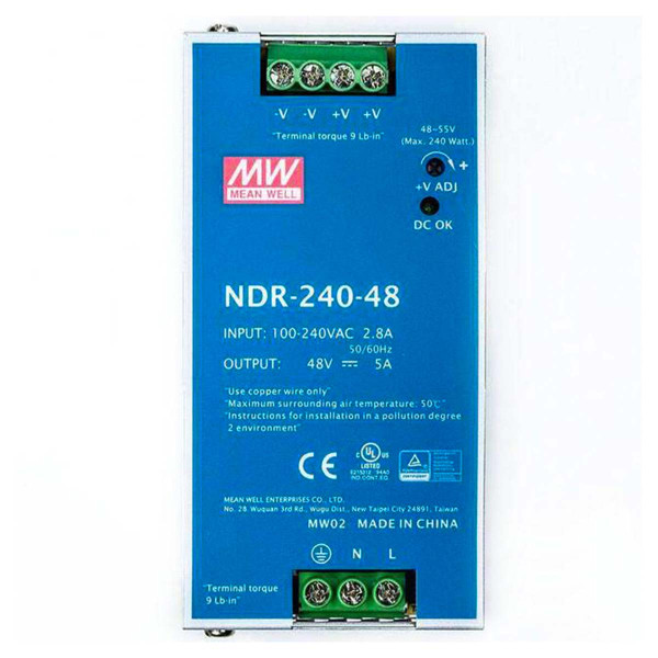 Блок питания Mean Well на DIN-рейку DC 48V 240W 5A IP20(NDR-240-48), 100022134
