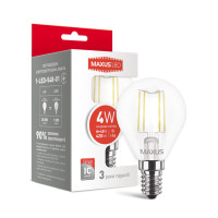Світлодіодна лампа MAXUS філамент G45 4W 420Lm 4100K 220V E14 Clear (1-LED-548-01)