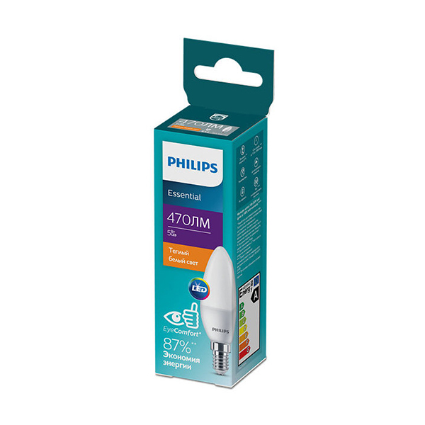 Светодиодная лампа PHILIPS ESS LEDCandle 5W E14 470Lm 827 B35 NDFRRCA (929002968407), 100023673