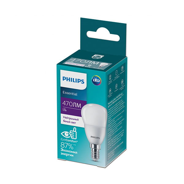Светодиодная лампа PHILIPS ESS LEDLustre 5W E14 470Lm 840 P45 NDFRRCA (929002970007), 100022496
