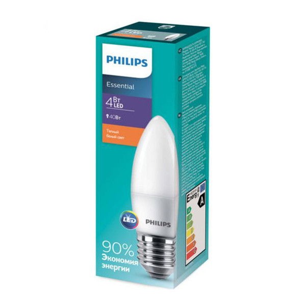 Світлодіодна лампа PHILIPS ESS LEDCandle B35 4W E27 2700К 220-240 (929001886307) , 100012642