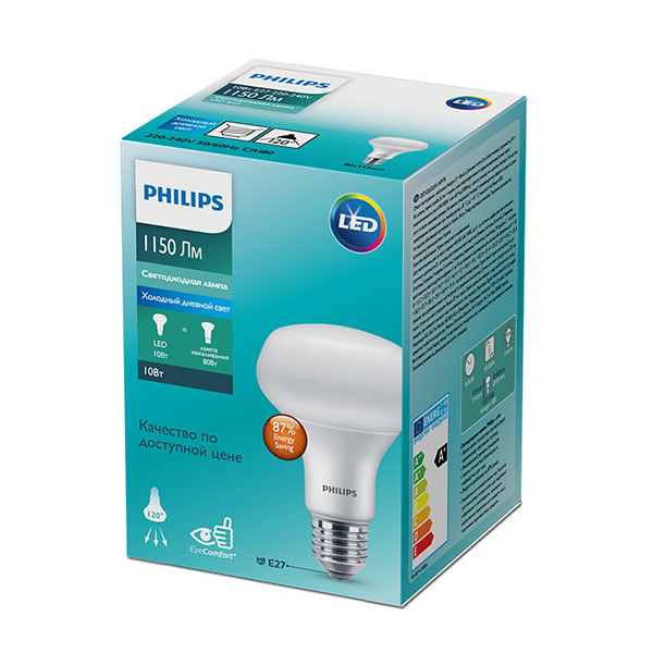 Світлодіодна лампа PHILIPS ESS LEDspot 10W E27 1150Lm 865 R80 (929002966387) , 100023669