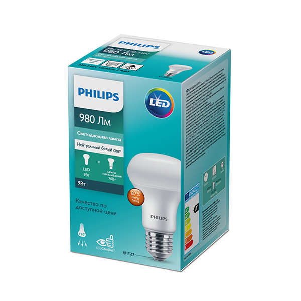 Светодиодная лампа PHILIPS ESS LEDspot 9W E27 980Lm 840 R63 (929002965987), 100023455