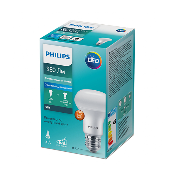 Светодиодная лампа PHILIPS ESS LEDspot 9W E27 980Lm 865 R63 (929002966087), 100022485