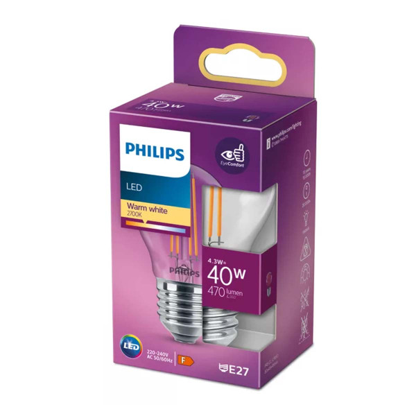 Светодиодная лампа PHILIPS LED classic 40W E27 WW P45 CL ND RFSRT4 (929001890555), 100027963